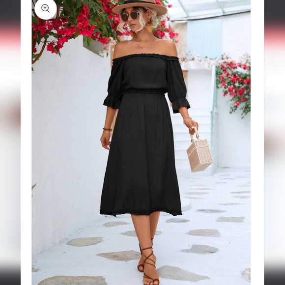 Sheike dress off shoulder mid length floral size 10 - Picture 13 of 16